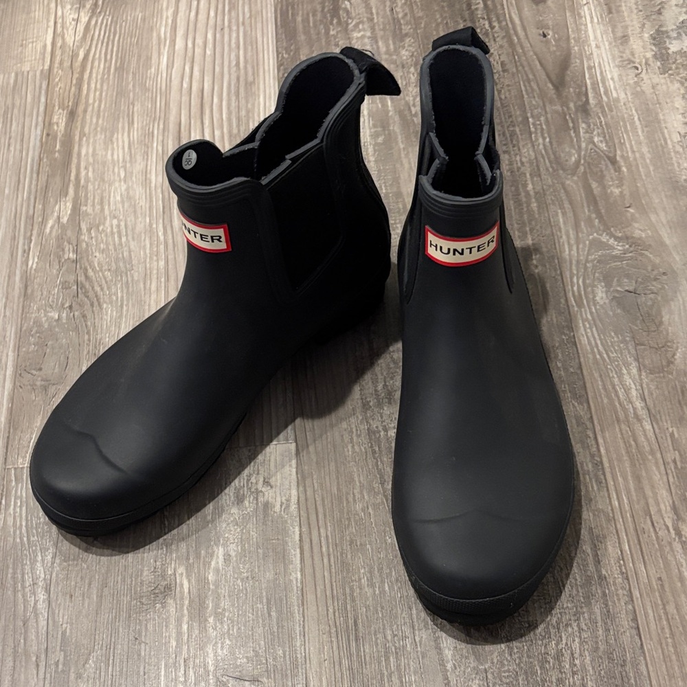 Mens Hunter Chelsea Boots - Black Ankle Rain Boots